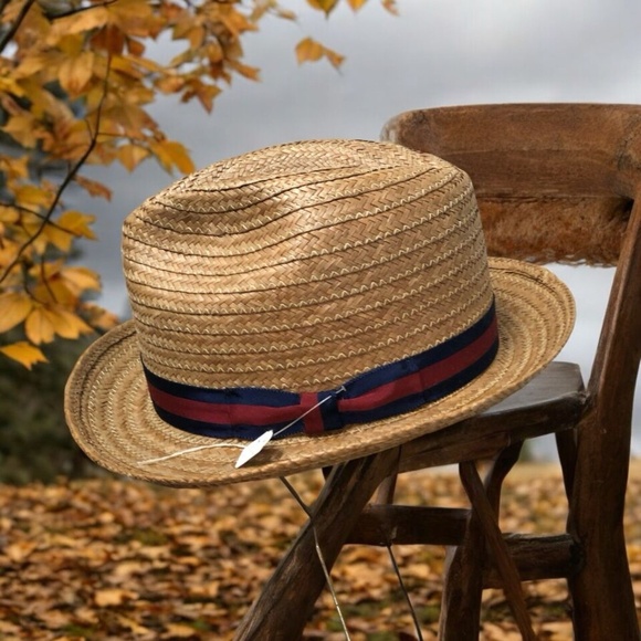 Men,Ny Fedora hat with ribbon, size L, Beige,straw style.! - Picture 1 of 9